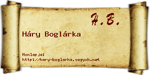 Háry Boglárka névjegykártya